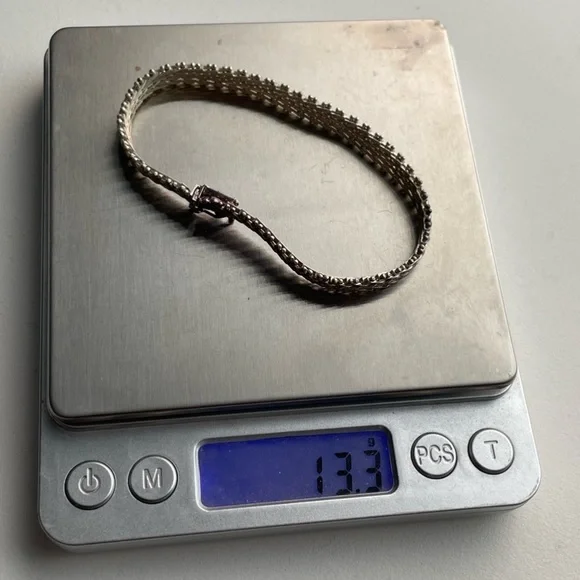 Vintage Sterling Silver 925 Italy Herringbone Bracelet - Picture 14 of 15